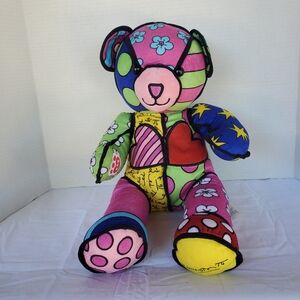 Romero Britto Build a Bear Retired 18" Plush Teddy Bear Pop Art Funky Colorblock